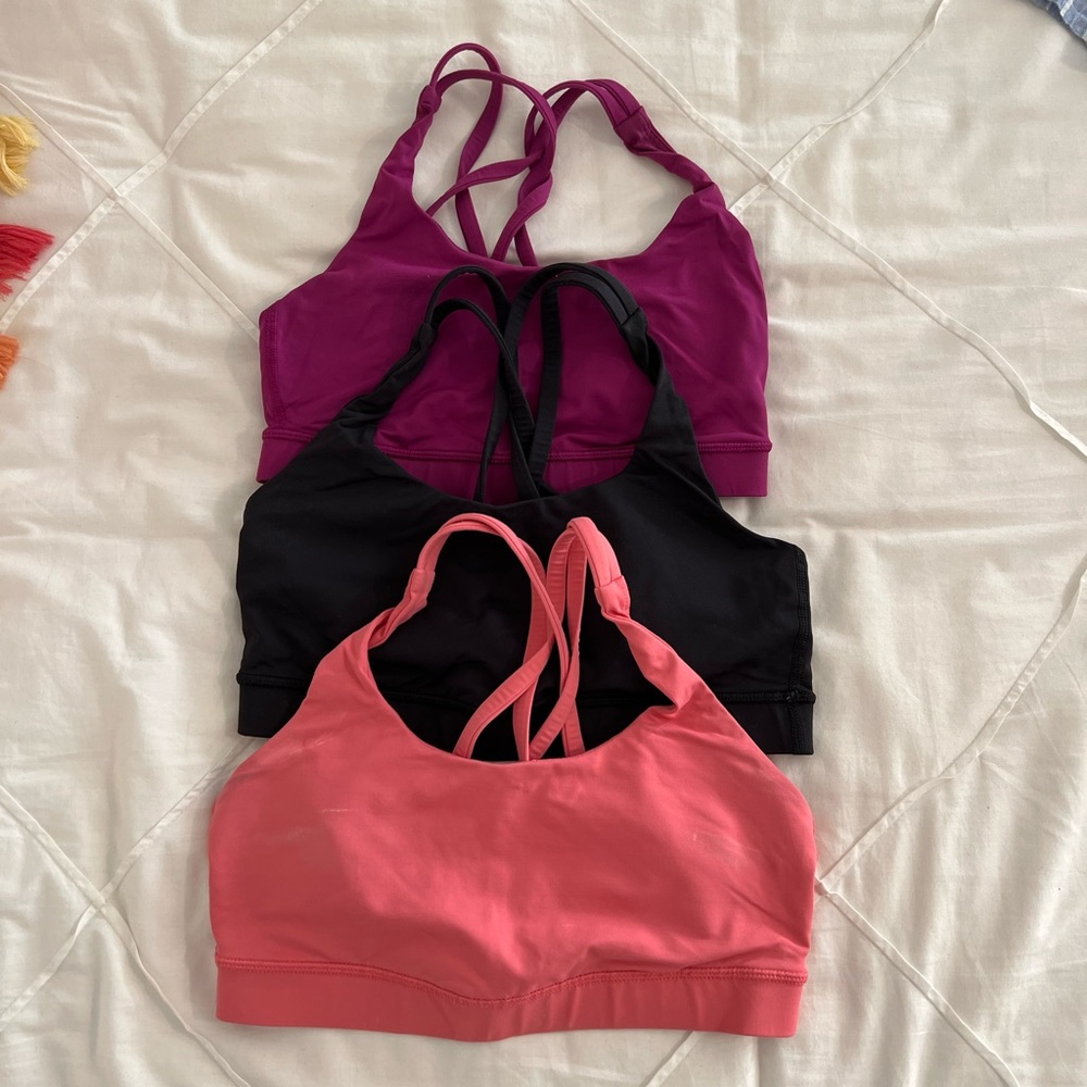 Lululemon Energy Sports Bra, Size 6. 3 colors (Black, Magenta, Tangerine)